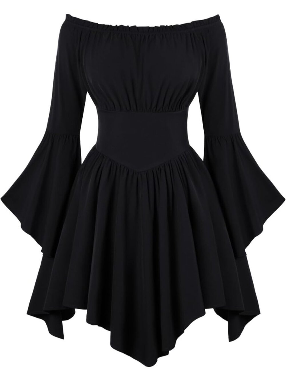 Women's Black Bell Sleeve Off Shoulder Imported Halloween Costume Dress